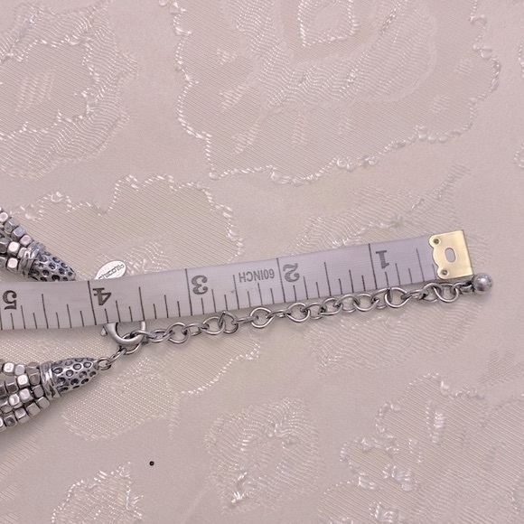 Chico’s multi strand silver tone necklace, contrasting tones, adjustable chain - Picture 8 of 10